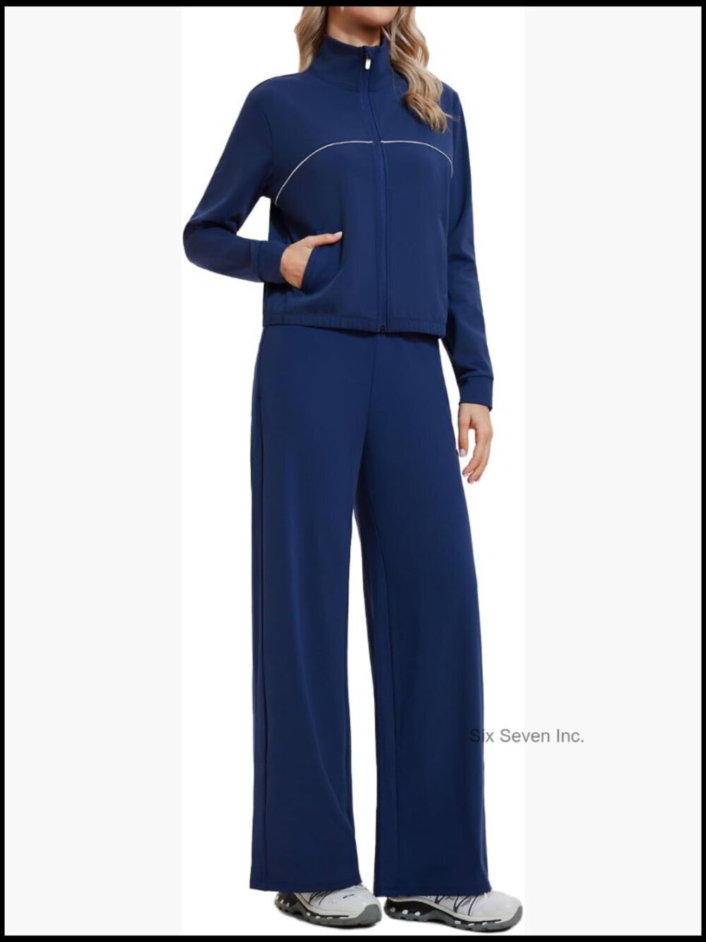 2 Piece Zip Up Sweatshirt and Wide Leg Sweatpant Lounge Set
